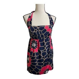 Tabitha womens silk halter neck zipper side baby doll floral blouse size 6